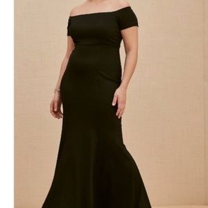 NWT Torrid Special Occasion Black Ponte Off Shoulder Bodycon Maxi Gown Size 22